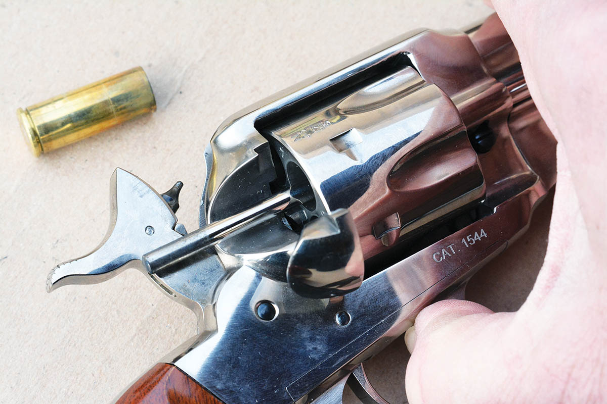 The ejector rod is long and easily kicks out  empty cases.